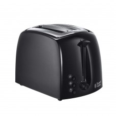 Russell Hobbs Black 2 Slice Toaster Breakfast Toast Maker Extra Wide Long Slots